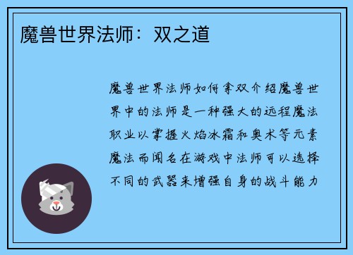 魔兽世界法师：双之道